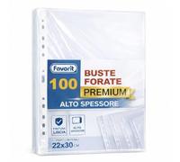 Favorit Buste Perforate, Lucide, Alto Spessore, 22 x 30 cm, 100 Pezzi, Trasparenti