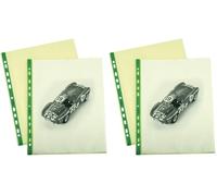 Favorit Buste Perforate, Lucide, Alto Spessore, 22 x 30 cm, 25 Pezzi, Trasparenti color Verde pastello con Banda Colorata in Tinta (Confezione da 2)