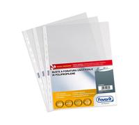 Favorit, Buste Perforate Trasparenti A4, 100 pezzi, Antiriflesso, Finitura Bucci