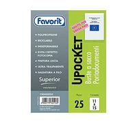 Favorit Buste senza Foratura Adatte per Green Pass, 25 Pezzi, 11 x 15 cm, Trasparente