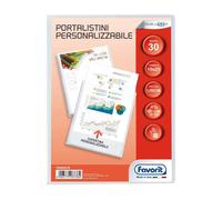 Favorit Portalistino con Buste Fisse e Tasca Frontale Personalizzabile - Fogli 30 trasparenti - 15x21 cm A5