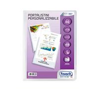 Favorit 100460331 Portalistino Personalizzabile con 80 Buste Formato Interno 22 X 30 Cm, Copertina con Tasca, Trasparente