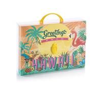 Favorit Valigetta con Stampa Hawaii Greetings in Polipropilene Alveolare Stampato, Formato 56.5 x 36.5, Dorso 5.5 cm, Maniglia Arrotondata e Due Chiusure