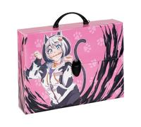 Favorit Valigetta in Polipropilene Alveolare con stampa in alta risoluzione MANGA Pink Cat, dimensioni 37,5X27 cm, Dorso 8 cm, 1 chiusura