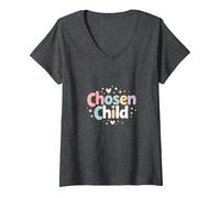 Favorite Daughter Chosen Felpa Bambino Maglietta con Collo a V, Donna, Grigio Scuro, S
