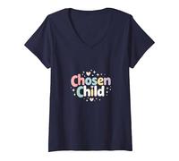 Favorite Daughter Chosen Felpa Bambino Maglietta con Collo a V, Donna, Navy, XL