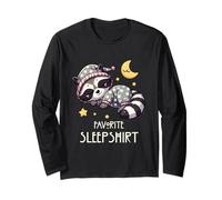Favorite Sleep Shirt Racoon Napping Raccoon Pigiama Meme Maglia a Manica