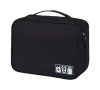 FAVORTALK Borsa per cavi Gadget da Viaggio Organizer 3 Strati Universale Accessori Elettronica Borse con Maniglia per Caricabatterie Drive SD Card Power Bank e Hard Disk, Nero 1 B21610