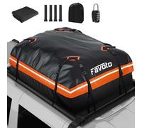 Favoto Box da Tetto Auto Impermeabile - Borsa da Tetto Portapacchi 566L Pieghevole con Tappetino Antiscivolo Gancio Porta e Cinghie di Rinforzo per Trasporto di Bagagli Arancione