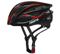 Favoto Casco Bici Caschi da Bicicletta - Certificato CE Casco da Corsa MTB Ciclismo Leggero per Uomo Donne Adulti Protezione di Sicurezza Taglia Regolabile M 55-58cm Nero Rosso