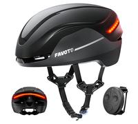 Favoto Casco Bici Intelligente con Luce - Casco Ebike Certificato CE Doppio Guscio per Adulti Uomo Donna con Indicatori di Direzione per Ciclismo su Strada e Spostamenti in Città Regolabile Nero
