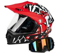 Favoto Casco Cross per Bambini con Occhiali di Protezione - Resistente agli Urti, Certificato ECE 22.06, Casco da Motocross e Dirt Bike, Rosso-Nero S (49-50 cm)