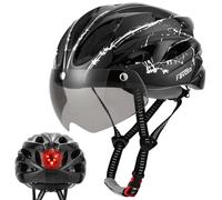 Favoto Casco da Bicicletta con Visiera Luce - Caschi Bici Ciclismo Leggero per Adulti Uomo Donna Tecnologia Inmould Fodera Removibile Traspirante 59-61cm Regolabile Nero Bianco
