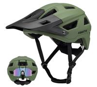Favoto Casco da Bicicletta Mountain con Visiera - Tecnologia Double Inmould Caschi MTB Ciclismo Leggero per Adulti Certificato CE M 55-58cm Regolabile Verde Militare
