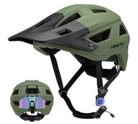 Favoto Casco da Bicicletta Mountain con Visiera - Tecnologia Double Inmould Caschi MTB Ciclismo Leggero per Adulti Certificato CE L 59-61cm Regolabile Verde Militare