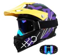 Favoto Casco da Motocross per Bambini (Occhiali Inclusi) - Leggero e Regolabile, Normativa ECE 22.06, Ideale per Cross MX e Enduro, Rosso-Nero S (49-50 cm)
