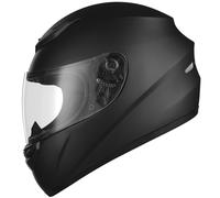 Favoto Casco Moto Integrale - Uomo e Donna, Certificato ECE, Traspirante e Confortevole, con Visiera Trasparente Antigraffio e Chiusura a Cricchetto, Nero, L (59-60cm)