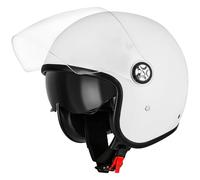 Favoto Casco Moto Jet Aperto - Casco Scooter con Doppia Visiera Parasole 3/4 per Adulti Uomo e Donna Traspirante Omologato ECE 22.06 M (57-58cm) Bianco