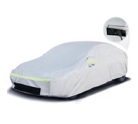 Favoto Copertura Auto Tesla Model 3 - Impermeabile Copertura Resistente alle Intemperie Antipolvere in PEVA a 6 Strati con Cerniera Laterale per Ventilazione e Prese di Ricarica Argento