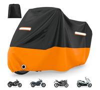 Favoto Copertura impermeabile per moto da esterno, resistente, per pioggia, UV, polvere e neve, foro di bloccaggio, fibbie antivento, adatta per biciclette da 220 x 104,9 x 125 cm