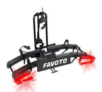 Favoto Portabici da Gancio Traino per 2 E-Bike - Pieghevole con Ruote e Serratura Capacità 60kg Adatto a Pneumatici fino a 4.0" Struttura in Alluminio Facile da Trasportare