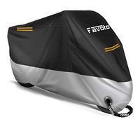 Favoto Telo Coprimoto 210D Teli per Moto Impermeabile Resistente ad Acqua/Polvere/Pioggia/Vento/Foglie 245x105x125cm (Nero Argento)