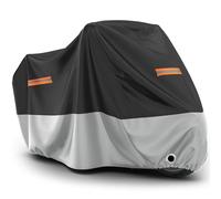 Favoto Telo Coprimoto Esterna Impermeabile - Copertura per Moto XXL Oxford Antipolvere Protezione UV con Foro per Lucchetto Fibbia Antivento 245x105x125cm Nero Argento