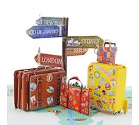 Favour Pop Up® - Biglietto 3D 15 x 20 cm con un impressionante motivo da viaggio, ideale anche per buoni o regali in denaro TF158
