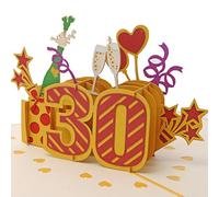 Favour Pop Up® - Biglietto d'auguri 3D per il 30° compleanno. Il biglietto d'auguri ideale per un anniversario importante, adatto anche per buoni o regali in denaro TG030