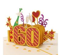 Favour Pop Up® - Biglietto d'auguri 3D per il 60° compleanno. Il biglietto d'auguri ideale per un anniversario importante, adatto anche per buoni o regali in denaro TG060