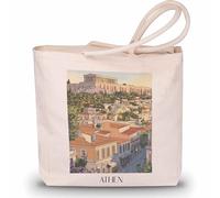 favplace Borsa per la spesa con motivo città Atene Acropolis Grecia Tote Bag - Borsa per la spesa per la voglia o la casa, borsa da viaggio - sacchetto di iuta, tedesco., 42cm x 38cm