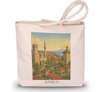 favplace Borsa per la spesa con motivo città Bodrum Turchia, borsa per la spesa o la spesa, per viaggiare, borsa di iuta, Inglese, 42cm x 38cm