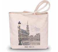 favplace Borsa per la spesa con motivo città Bruxelles, Belgio, borsa per la spesa, per viaggiare in lontananza o in casa, borsa da viaggio in iuta, Inglese, 42cm x 38cm