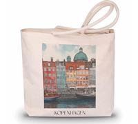 favplace Borsa per la spesa con motivo città Copenaghen, Danimarca, borsa per la spesa o la spesa, per viaggiare in lontananza o in casa, sacchetto di iuta, tedesco., 42cm x 38cm