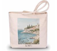 favplace Borsa per la spesa con motivo città, Corfù, Grecia, borsa per la spesa o la spesa, per viaggiare, borsa di iuta, tedesco., 42cm x 38cm