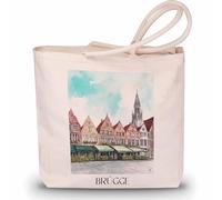 favplace Borsa per la spesa con motivo città di Bruges, Belgio, borsa per la spesa, per viaggiare in lontananza o in casa, borsa da viaggio in iuta, tedesco., 42cm x 38cm