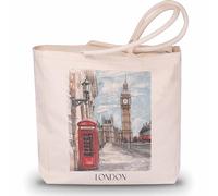 favplace Borsa per la spesa con motivo città di Londra Clock Tower England Tote Bag - Borsa per la spesa o la spesa, per viaggiare in lontananza o in casa, sacchetto di iuta, tedesco., 42cm x 38cm