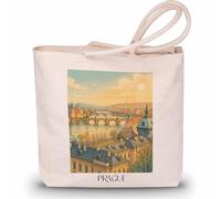 favplace Borsa per la spesa con motivo città di Praga Repubblica Ceca Tote Bag - Borsa shopper o shopping per viaggiare a distanza o a casa, borsa da viaggio in iuta, Inglese, 42cm x 38cm