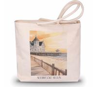 favplace Borsa per la spesa con motivo città di Seebrücke Sellin Rügen Tote Bag - Borsa shopper o shopping per viaggiare a distanza o a casa, sacchetto di iuta, tedesco., 42cm x 38cm