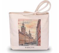 favplace Borsa per la spesa con motivo città di Varsavia Polonia Tote Bag - Borsa per la spesa per viaggiare in lontananza o in casa, borsa da viaggio - sacchetto di iuta, tedesco., 42cm x 38cm