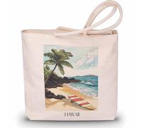 favplace Borsa per la spesa con motivo città Hawaii USA Tote Bag - Borsa shopper o shopping per viaggiare in lontananza o casa - Borsa da viaggio - Borsa in iuta, tedesco., 42cm x 38cm