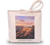 favplace Borsa per la spesa con motivo città Hollywood Hills Los Angeles L.A. Tote Bag - Borsa shopper o shopping per viaggiare in lontananza o in casa, borsa da viaggio in iuta, Inglese, 42cm x 38cm