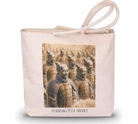 favplace Borsa per la spesa con motivo città in terracotta, esercito cinese, borsa per la spesa o la spesa, per viaggiare in lontananza o in casa, borsa da viaggio in iuta, tedesco., 42cm x 38cm