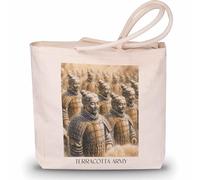 favplace Borsa per la spesa con motivo città in terracotta, esercito cinese, borsa per la spesa o la spesa, per viaggiare in lontananza o in casa, borsa da viaggio in iuta, Inglese, 42cm x 38cm