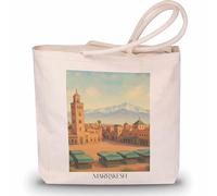 favplace Borsa per la spesa con motivo città Marrakech Marocco Tote Bag - Borsa shopper o shopping per viaggio o casa - Borsa da viaggio - Borsa in iuta, Inglese, 42cm x 38cm