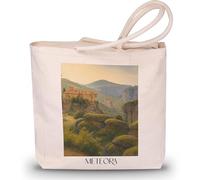 favplace Borsa per la spesa con motivo città Meteora Grecia Tote Bag - Borsa shopper o shopping per viaggio - Borsa da viaggio - Borsa in iuta, tedesco., 42cm x 38cm
