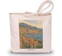 favplace Borsa per la spesa con motivo città Monaco Côte d'Azur Tote Bag - Borsa shopper o shopping per viaggiare a distanza o a casa, borsa da viaggio - sacchetto di iuta, tedesco., 42cm x 38cm