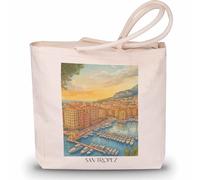 favplace Borsa per la spesa con motivo città Saint Tropez Côte d'Azur Tote Bag - Borsa shopper o shopping per viaggiare in lontananza o in casa, borsa da viaggio in iuta, Inglese, 42cm x 38cm