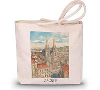 favplace Borsa per la spesa con motivo città Zagabria Croazia Tote Bag - Borsa shopper o shopping per viaggiare a distanza o a casa, borsa da viaggio - sacchetto di iuta, tedesco., 42cm x 38cm