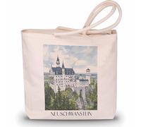 favplace Borsa per la spesa con motivo urbano di Neuschwanstein Tote Bag - Borsa per la spesa o la spesa, per viaggiare in lontananza o in casa, sacchetto di iuta, tedesco., 42cm x 38cm